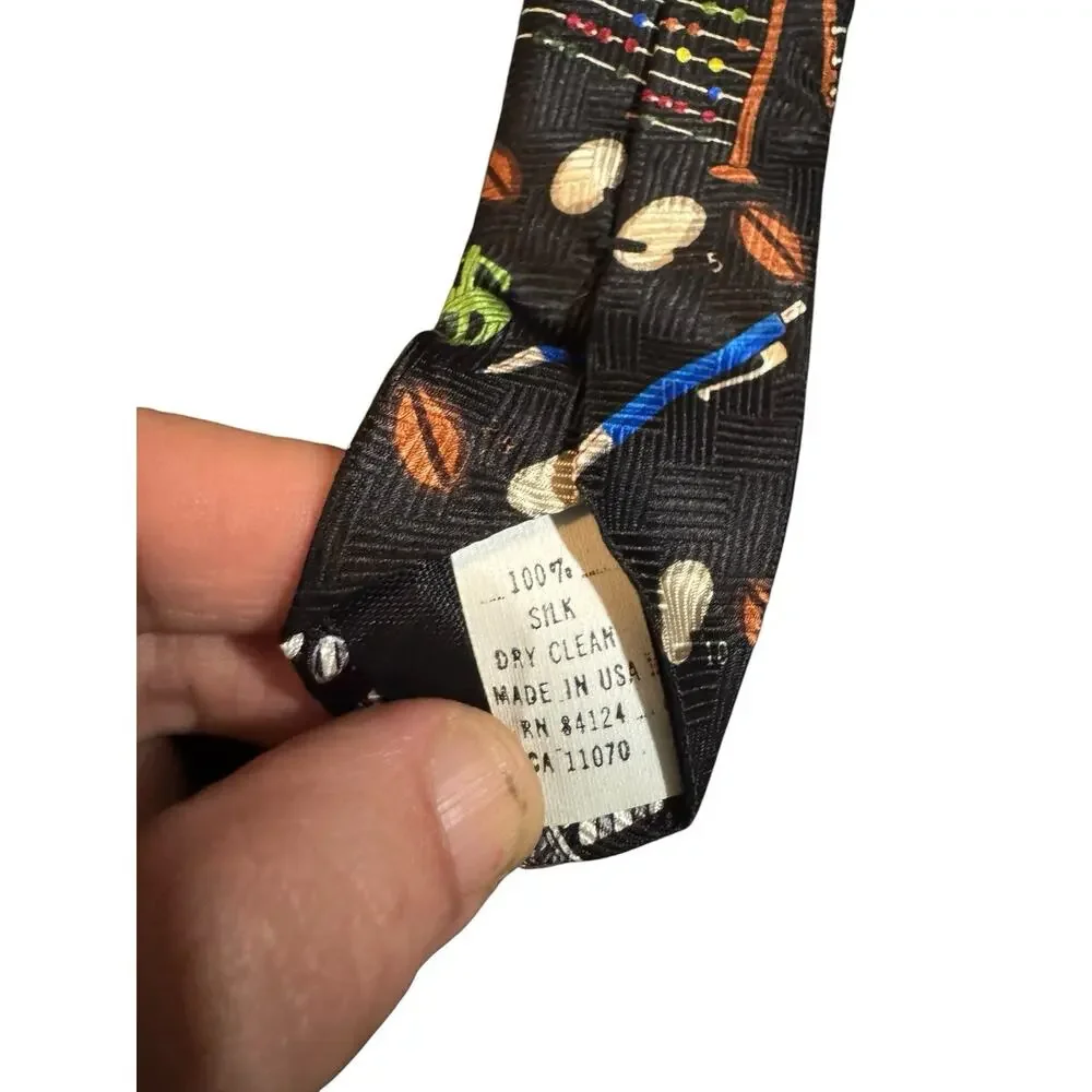Ralph Marlin RM Style Accountant Counting Bean Abacus Money Vintage Necktie Silk